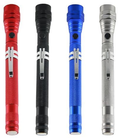 4pcs Ultra Telescopic Magnetic Torch, 2.2x17.1cm, Telescoping LED Flashlight, 360 Swivel Cool Gadget, Work Lights, for Car Repair, Camping, Men Husband Dad