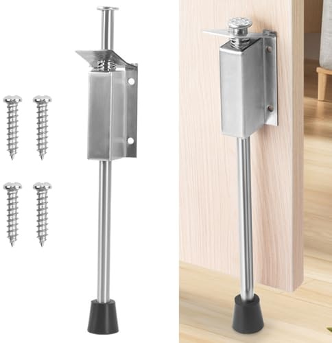 JDCMEI Boden Türstopper, 250mm Edelstahl-Fuß-Türfeststeller, Türhalter mit Fußbedienung, Edelstahl Türanschlag, Fußbetätigter Türbremse, Pedal Türstütze für Innen und Außen Tür Balkontür