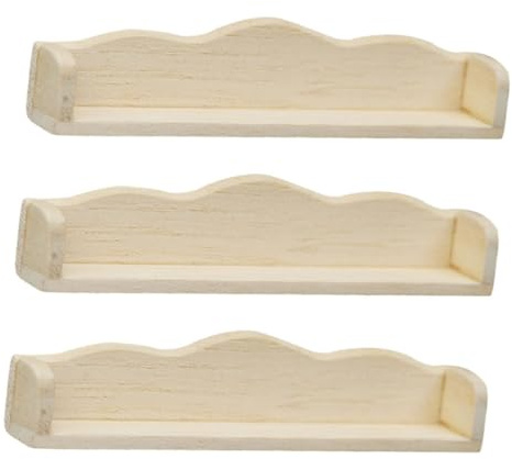 SUPVOX Ensemble 3 Pièces D'étagères Murales Miniatures en Bois pour Maison de Poupée, Accessoires Déco Bohème et Meubles Modernes pour Chambre D'garçon et Filles, Étagères Flottantes