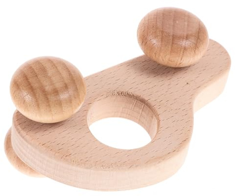 HEMOTON Juguete de Coche de Madera para Ñiño, Vehículo de Agarre Manual de Madera Natural, Juguete Educativo para Bebés Ruedas Móviles, Adecuado para Desarrollo y Agarre Infantil
