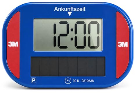 kaiser24 Digitale Parkscheibe Auto mit Solar & Batterie – Elektronische Parkscheibe Automatisch | KBA E1 zugelassen | LCD Display | StVZO konform | Sommer-/Winterzeit | Auto Parkuhr