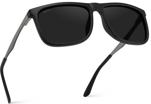 WearMe Pro Polarized Flat Top Narrow Square Mens Sunglasses (Matte Black/Black Lens)