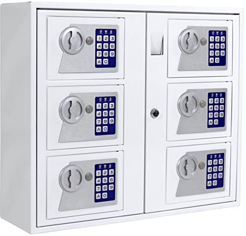 Profirst Partras 6000 Schlüsselausgabe pulverbeschichtetes Stahlblech Zylinderschloss mit 2 Schlüssel 6 separate versperrbare kleine Tresore Notfallschlüssel Schlüsseltresor Schlüsselschrank