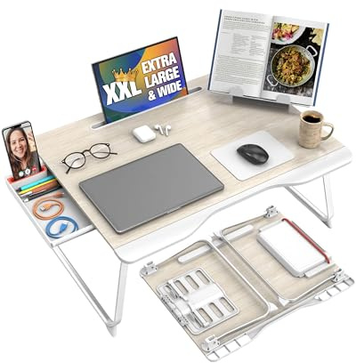 Cooper Mega Table Plus Premium XXL Extra Large Laptop Lap Desk & Book Stand | Multifunctional Foldable Lap Desk, Portable Desk, Lapdesk Laptop Lap Tray (White Oak)
