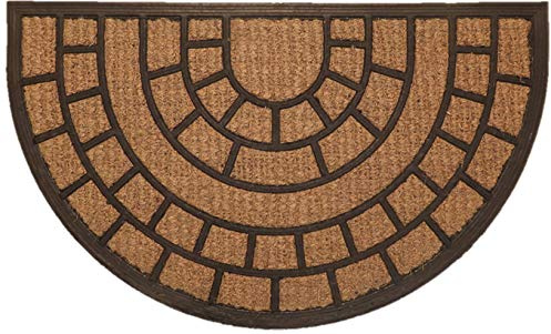 oKu-Tex Tappetino in Cocco, Fibra Coir Gomma, Design 1, 45 x 75 cm halbrund