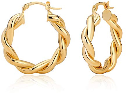 BMMYE Creolen Silber 925 Damen Hypoallergene 14K Vergoldete Ohrringe Gold Schmuck Geburtstagsgeschenk für Damen 15/20/30/40/50mm