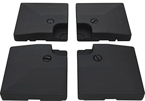 Azuma Parasol Base Weights Set of 4, Black HDPE 51x51x12cm Squares, Fill with Sand/Water, 9kg Empty, Up to 110kg Sand or 90kg Water, For Cantilever Parasols Roma 3m LED Patio Garden Wind Stability Use