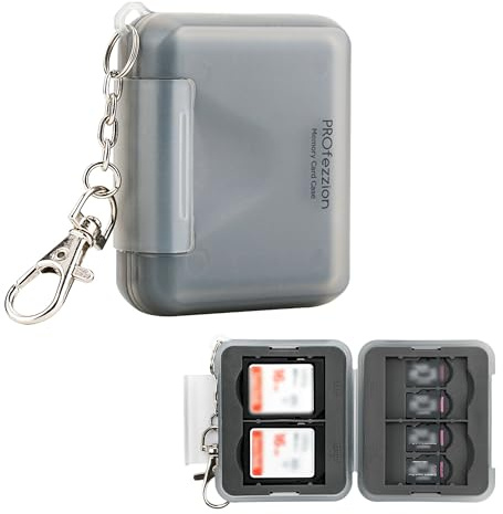 PROfezzion Étui Boîtier de Rangement Compact pour Cartes SD et Micro SD TF | 12 Emplacements, pour 4 SD/SDHC/SDXC + 8 Micro SD/SDHC/SDXC/TF Cartes Mémoire, Conception Ultra-Portable et élégamment Mince