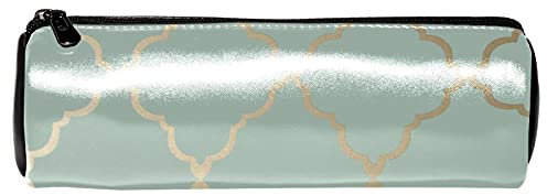 Marokko Metallic Gold auf Aqua Blau Muster Federmäppchen Schreibwaren Tasche Halter Aufbewahrungstasche Organizer Kosmetiktasche für Schule Teenager Mädchen Jungen Männer Frauen