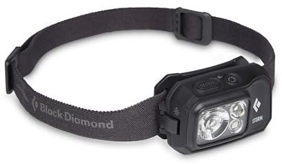 BLACK DIAMOND Storm 450 Headlamp | 450 Lumens Brightness | Waterproof & Dimmable | 3X AAA Battery Operated (Included | Camping, Hiking, Running | Black