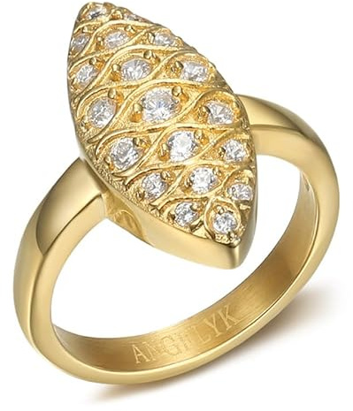 BOBIJOO Jewelry - Bague Marquise Femme Vintage 19 Zirconiums Acier Inoxydable Plaqué Doré Or - 56 (7 US)