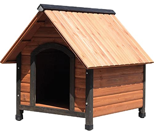 Hundehütten Outdoor wasserdichte kleine Hundehaus aus Massivholz, Natürlicher Kiefernzwinger für Rasengarten, Einfach zu säubern (Color : A, S : 88 * 76 * 81cm)