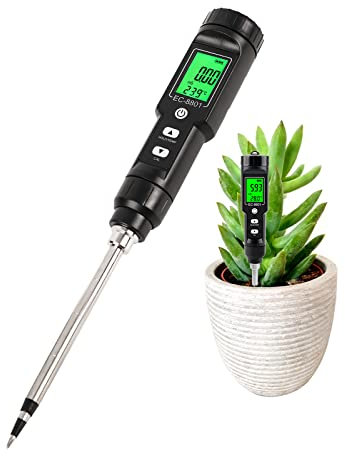 Testeur de Sol Testeur Température/EC du Sol 2 in 1 Soil Tester Kit pour Le Soin des Plantes, Testeur de Thermomètre de Plante avec EC-mètre du Sol pour Plantes d'intérieur et d'extérieur