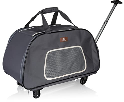 Knuffelwuff Vikbar hundvagn transportväska hundvagn rullbar med handtag M-L 68 x 36 x 46 cm