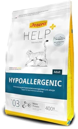 JoseraCat Vet Hypoallergenic (1 x 400 g) | Unterstützung bei Futtermittelunverträglichkeit und -allergie | Getreidefrei | mit schmackhaftem Lachs