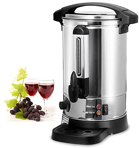Cuiseur à vin Chaud en Acier Inoxydable, cuiseur Automatique 8L avec indicateur de Niveau, Distributeur de Boissons Chaudes 1500 Watts, Thermostat et Protection Contre la surchauffe