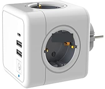 Ciabatta di Protezione Contro Le sovratensioni Spina multipresa Interruttore Filtro Rete elettrica USB + Presa di Tipo C Tee Adattatore di Estensione for Presa Intelligente (Color : E02c-gray-usb-typ