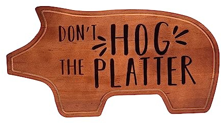 Boxer Gifts Don't Hog The Platter Charcuterie Boards - Wooden Serving Board & Cheese Platter | Cute Pig Themed Housewarming Gifts for New Home Or Wedding Presents for Couple