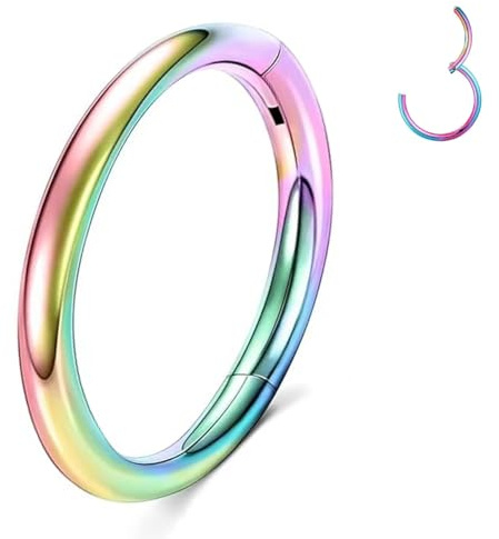 ESHIONER G23 Titan Hypoallergen Nasenring Silber Gold Septum Piercing Helix Ring Knorpel Ringe Tragus Conch Piercing Ring 14G 16G Dicke 6MM/8MM/10MM/12MM Nasenpiercing 1 Stück