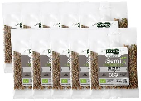 Semi da Germoglio MAXI GREECE Mix Packs nr. 10 conf. pronte all’uso da 32gr MISCELA di SEMI selezionati di FIENO GRECO, Fagiolo Azuki Verde e Lenticchia Bruna di Montagna