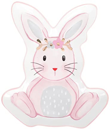 Zerodeko Adorable Rabbit Ceramic Plate Salad Fruit Plate Dessert Plate Sturdy Ceramic Tableware for Snacks Appetizers