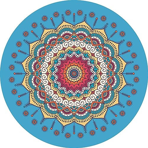 RajoNN Premium Bedruckte Yogamatte, rutschfest, Mandala-Meditationsteppich, 5 mm dick, Trainingsmatte, 139,7 x 139,7 cm, für Pilates, Outdoor-Sportarten