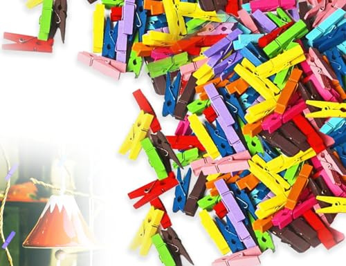 Lhbwhiz 100-pack dekorativa klädnypor i trä (färg, 3,5 x 0,7 cm) dekorativa klädnypor i trä (färg, 3,5 x 0,7 cm)
