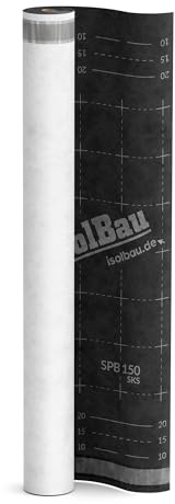 Isolbau Unterspannbahn Dach SPB 150 SKS, 15 m² Rolle (1,5 x 10 m) - Dampfdurchlässige Unterdeckbahn mit 2 Klebestreifen - Selbstklebende Dachfolie 150 g/m² - witterungbeständig und wasserdicht