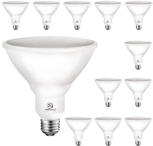Energetic PAR38 Outdoor LED Flood Light Bulb, 3000K Warm White, 90 Watt Equivalent, Wet Rated, 900LM, E26 Base, Non-Dimmable,12 Pack