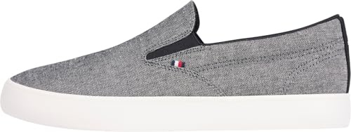 Tommy Hilfiger Uomo Sneakers Vulcanizzate Low Slip On da Infilare, Nero (Black), 43