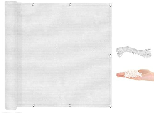Sichtschutz Zaunblende 90 x 850 cm Windschutz Sonnenschutz Und Wetterfest Sichtschutz Gartenzaun Balkonzaun mit Kabelbinder für Den Gartenzaun Oder Balkon, Weiß