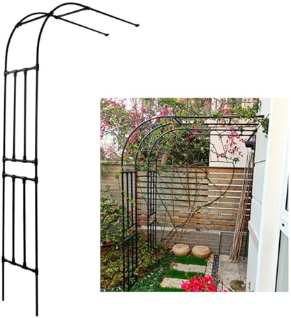 Rankhilfe Halbbogen Verzinkt RosenHalbbogen GartenTorbogen, Rankgitter Rosenspalier, Gartenbogen Metall, Dekorationen Pergola für Hinterhof, Rasen, Terrasse, Hof(Noir,180x240x40cm)