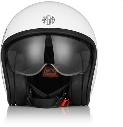 ORIGINE Casco moto Jet Casco da scooter con visiera omologata ECE 22-06 (STICKY GLOSS WHITE, M)