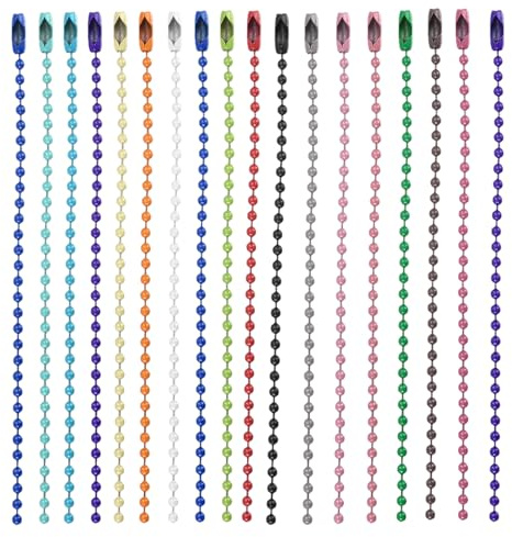 sourcing map 100Pcs 5 Inch 12cm Colored Ball Bead Chain, Metal Ball Chain with Connectors for Hanging Ornament Jewelry Necklace Dog Tag Keychain Christmas Decoration