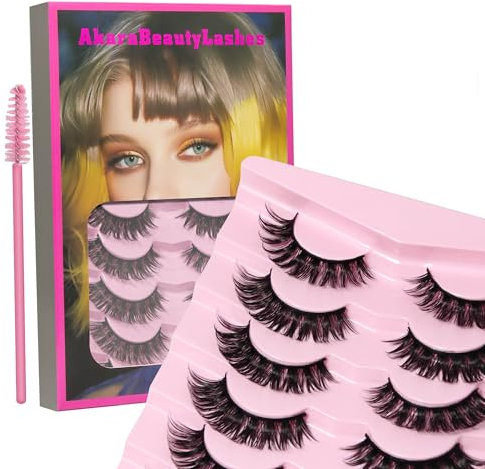 AKARA Ciglia Naturali 7 Paia 3D Ciglia Artificiali Russian Strip Finte Mink Lashes