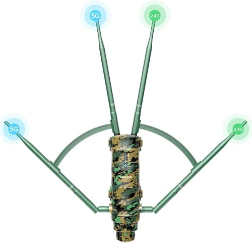 WAVLINK AC1200 Amplificateur WiFi Camouflage/Repeteur WiFi Puissant Exterieur en Charge Poe/Dual-Band 2.4+5G/4 Antenne WiFi Longue Portée(2 Gigabit PoE Port)