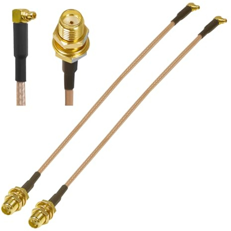 Ahoaepy 2 Stück MMCX-SMA-Antennenkabel mit Winkelstecker MMCX-Stecker auf SMA-Buchse, RG316, verlustarm, 15 cm (6 Zoll), 90°-Verlängerungskabel für CB-Funkgeräte, FPV-Drohnen und Router