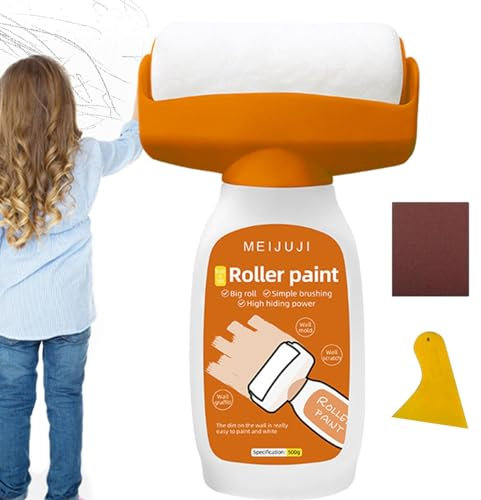 Roll-Wand-Flickenpinsel – 2-in-1-Wandfarbroller-Pinsel mit Paste | Multifunktionales Reparaturwerkzeugset für zu Hause | Ideal für schmutzige Schuhabdrücke, Kindergraffiti, Risse, Chips, Flecken und