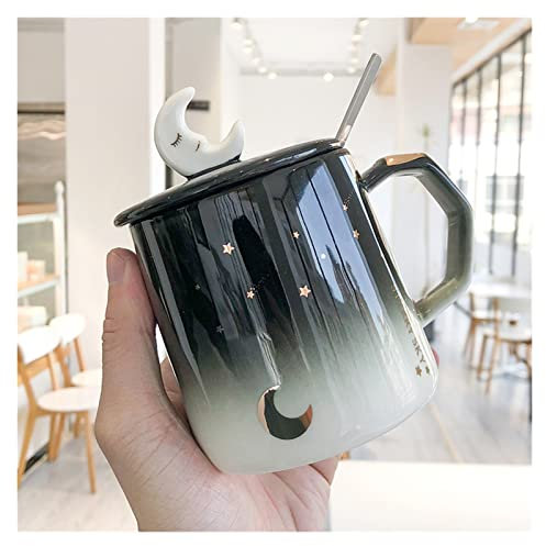 Generic Tazze, Tazza Luce Di Lusso Dipinto Oro Ceramica Tazza Coreana Stile Nero Tazze Caffè Tazza Business Office Cup/Verde D/8,5 * 6,4 cm