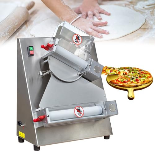 GESAIDES Sfogliatrice per Pasta per Pizza, Pressa per Pizza Commerciale Automatica, Sfogliatrice Elettrica per Pasta da 370 W, Macchina per Pasta con Spessore Regolabile in Acciaio Inossidabile