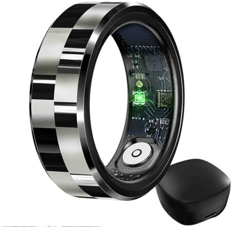 HFDJRWK Anello Fitness Smart Ring con Cardiofrequenzimetro e Monitoraggio del Sonno, Nessun Abbonamento All'app Richiesto, Compatibile con Android 6.0+ e iOS 11.0+(Black,9#)