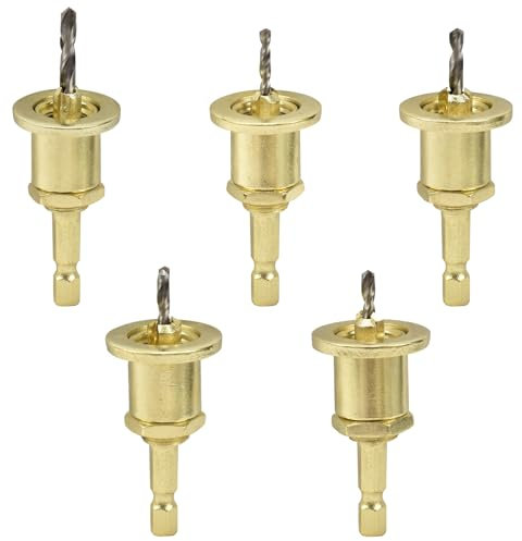 BIGP 5 punte per trapano con svasatore e arresto profondo, svasatore per legno con gambo esagonale da 1/4, punta con svasatore per lavorazione del legno, plastica, foratura