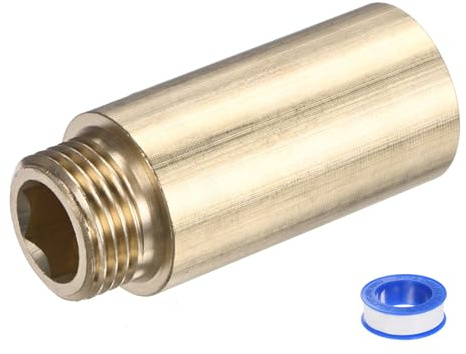 M METERXITY 1-Set Shower Head Extension Arm, Brass G1/2 Male to Female Extension Pipe Fitting Adapter with PTFE Thread Seal Tape for Shower/Faucet, Pipe Plumbing Coupler 2.36/60mm 2pcs