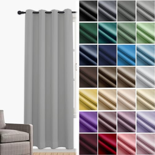 Thermo-Verdunkelungsvorhänge für Fenster, 1 Panel mit Ösen, schalldichte, isolierende Vorhänge, Kinderzimmer-Vorhänge, 120 x 240 cm (L x H), grau, energieeffizient