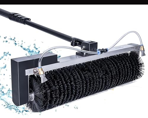 GZGHRZQS Kit de nettoyage de panneau solaire avec doublure en eau télescopique - 3,5 m/5,5 m/7,5 m - Pôle extensible pour fenêtres, toit et panneaux PV - Brosse à rouleau de voiture pour une