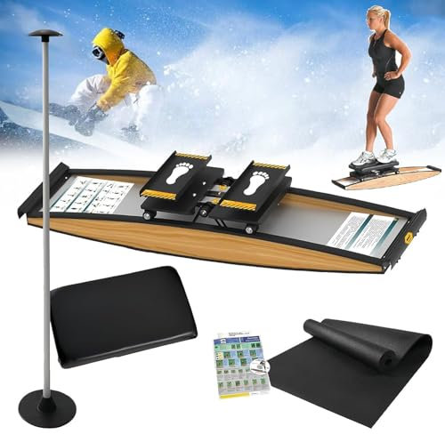 YLANMEI Ski-Trainingsgerät, Skitrainer-Simulator, 3D-Crosstrainer, für Taillen-, Bauch- und Beintraining, Indoor-Skisimulator mit Skistöcken und Matten