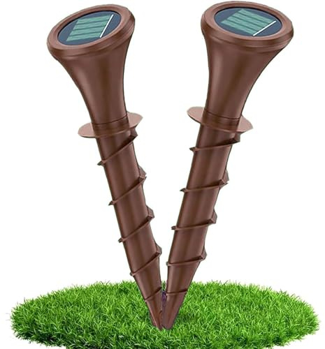 Jkevow - Repelente de topos ultrasónicos para ratones, repelente de topos impermeable IP65, para exteriores, para repeler topos y ardillas en céspedes, 2 unidades