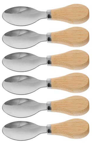 ULTECHNOVO 6pcs Butter Cheese Spoon Short Handle Scoop Wood Handle Kitchen Utensils for Charcuterie