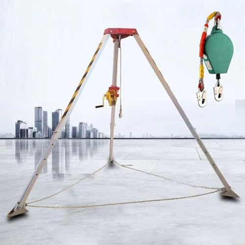 Heavy-Duty Rescue Tripod Kit for Confined Spaces - Fall Protection Equipment with Anti-Dropping Device Emergency Fall Arrest System for Sewer Rescue and Lifting Operations