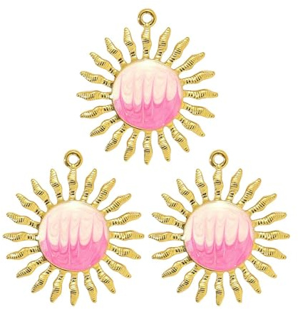 Juego de 3 colgantes resistentes de acero inoxidable con diseño de girasoles y estrellas de mar, suministros de manualidades, joyería de moda, regalo de girasol, collar con colgante, talla única, como